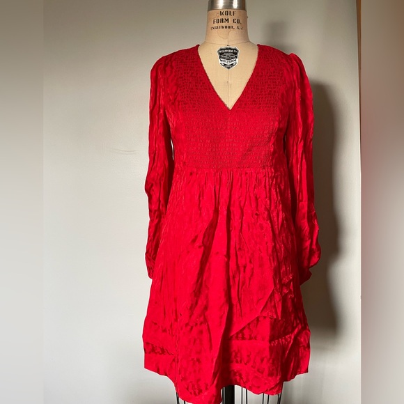 Maje Rimine Jaquard Red Mini Dress - Picture 3 of 9